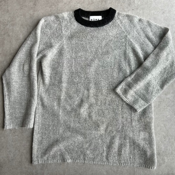 Noma T.D., men's mohair blend crew neck sweater, size 3, gray/black - Picture 1 of 8
